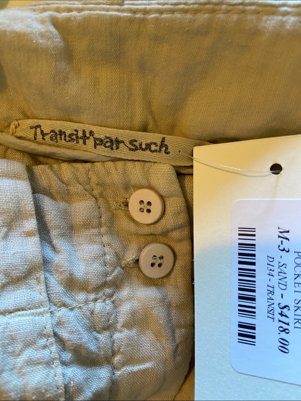 NWT Transit Par Such Linen Pocket Sand Skirt Size 3 Large - Picture 7 of 9
